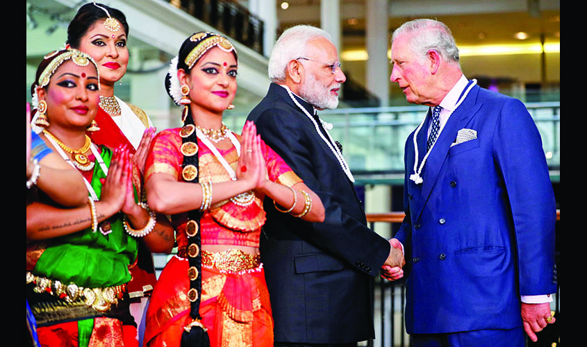 Britain's Prince Charles and India's Prime Minister Narendra Modi visit the science museum in London