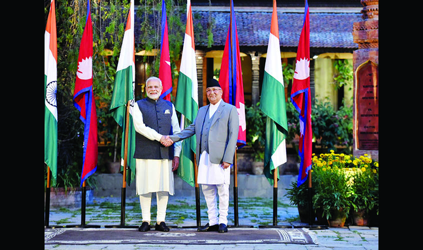 Kathmandu: Prime Minister Narendra Modi and Nepalese Prime Minister K.P. Sharma Oli ahead of the delegation level talks, in Kathmandu, Nepal on May 11, 2018. (Photo: IANS/PIB)