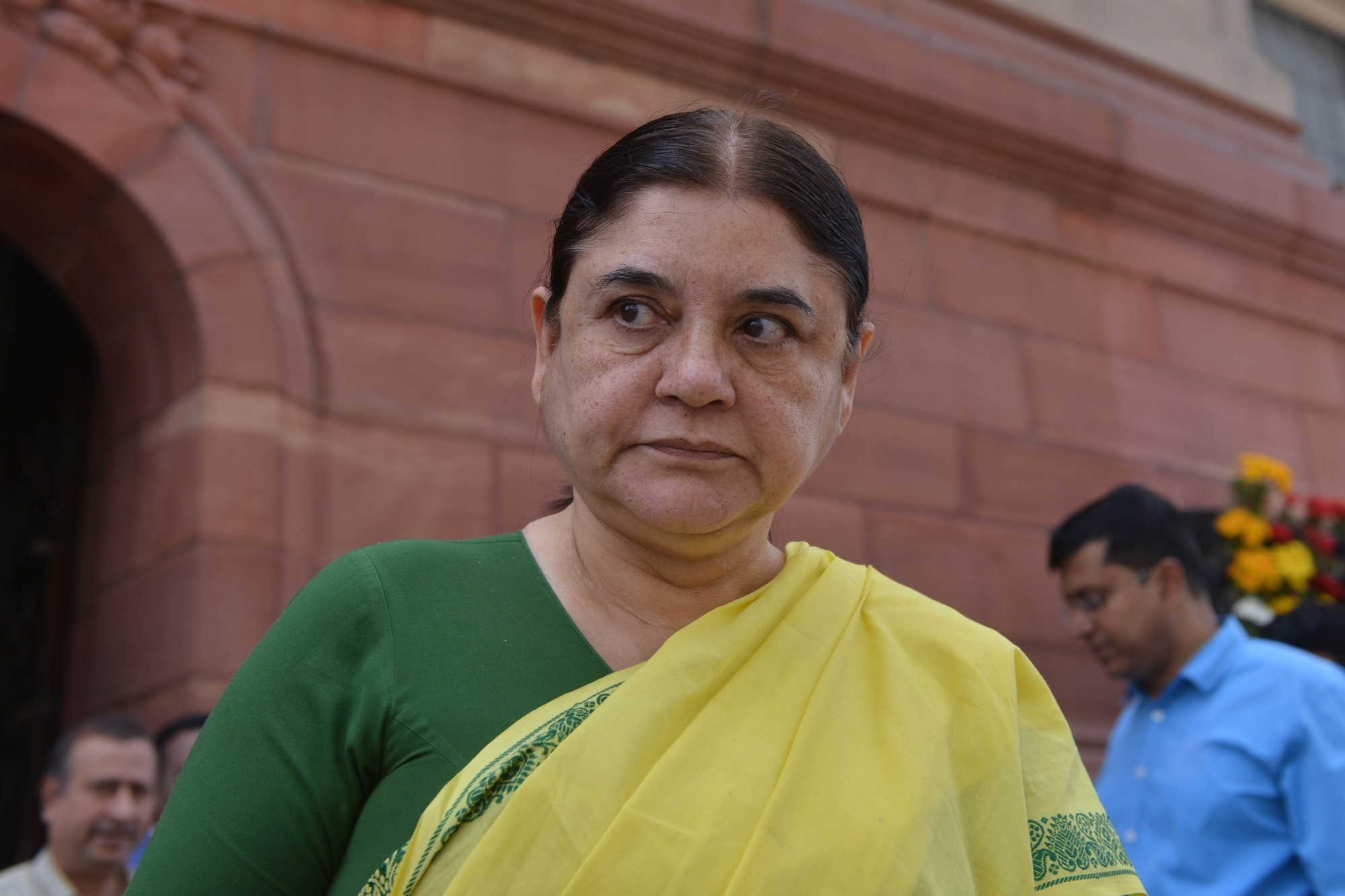 New Delhi: Union Women and Child Development Minister Maneka Gandhi at Parliament in New Delhi on on March 16, 2018. (Photo: IANS)