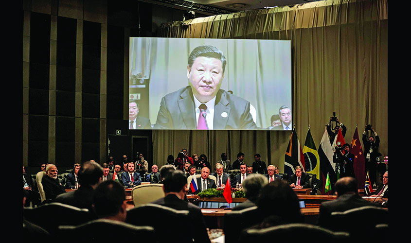 China's President Xi Jinping speaks during the BRICS Summit in Johannesburg