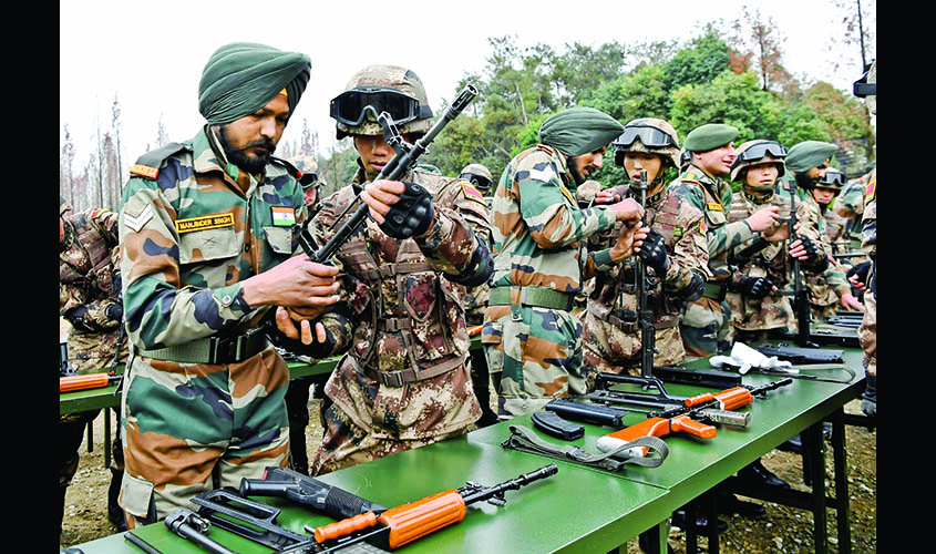 Soldiers from Indian Army and China's People's Liberation Army (PLA) take part in the Hand-in-Hand joint military exercise in Chengdu