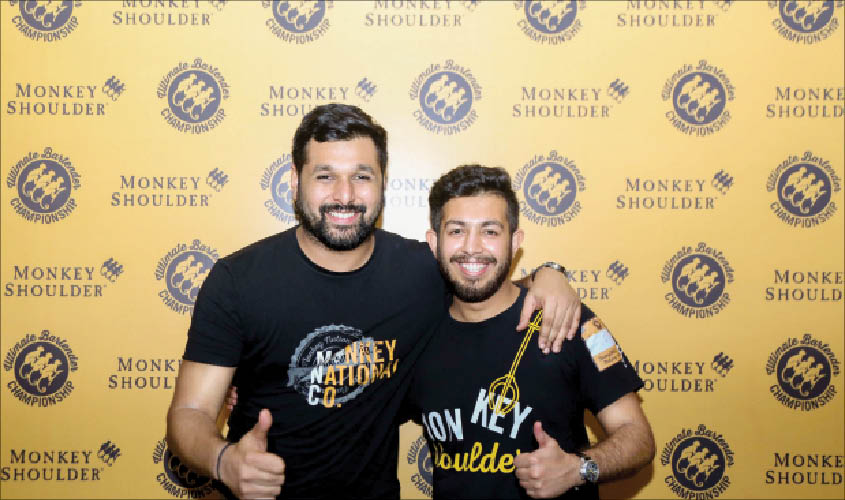 (L-R) Pankaj Balachandran, brand ambassador, Monkey Shoulder and Abhishek Chawla, winner of the Delhi leg of Ultimate Bartender Championship.