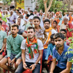 Villagers attend Manoj Sinha’s meeting at Gagaran.