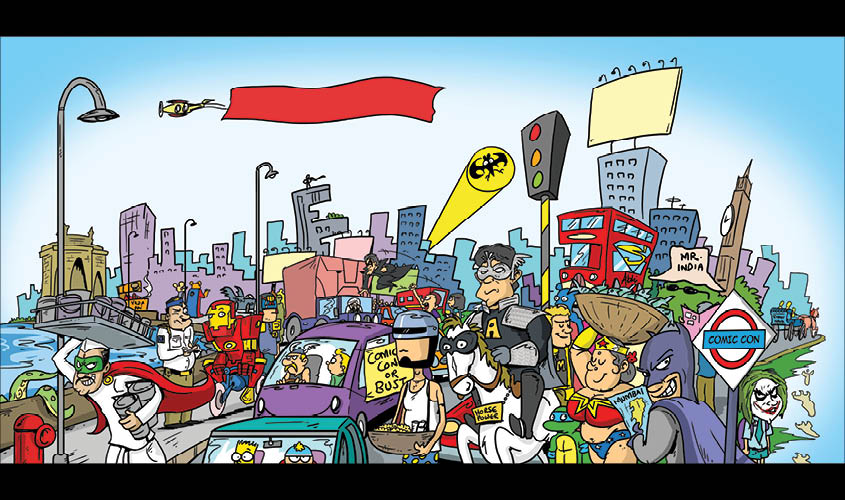 An illustration by the comic-book artist Abhijeet Kinni, who has worked with Tinkle and has created series like Angry Maushi, Fanboys and Butterfingers.