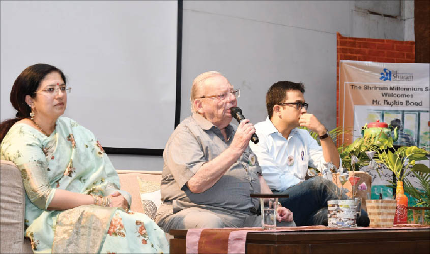 Ruskin Bond, in conversation with young readers at a recent event hosted by the Shriram Millennium School, Noida.