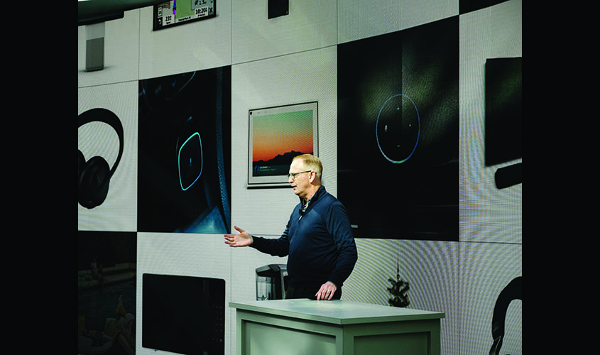 Dave Limp, senior vice president of Amazon Devices and Services, introduces new Alexa accessories, at Amazon’s headquarters in Seattle, Sept. 25, 2019. (Grant Hindsley/The New York Times)