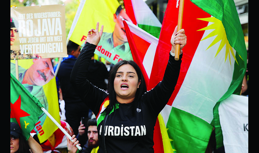Kurds demonstrate against Turkey's military action in northeastern Syria in Zurich