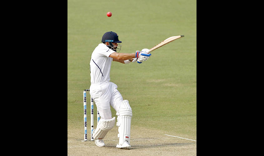 Kolkata: Indian skipper Virat Kohli in action on Day 2 of the second Test match between India and Bangladesh, at the Eden Gardens in Kolkata on Nov 23, 2019. The second Test match between India and Bangladesh is the first ever pink ball Day-Night Test mat
