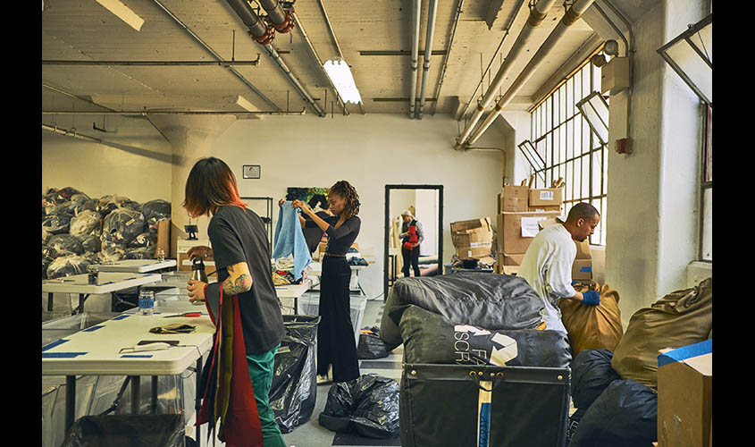 FabScrap in Brooklyn, where the sorting process is run by five employees and a handful of volunteers, many of whom are design students, on May 7, 2019. (John Taggart/The New York Times)