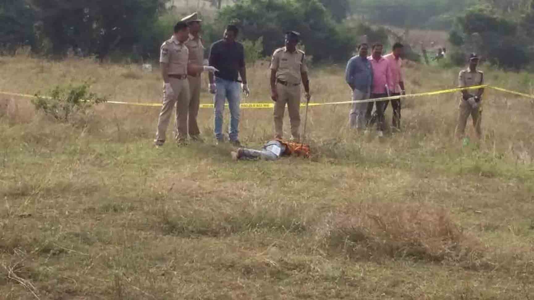 Shadnagar: Body of one of the four accused in the gang rape and murder of young veterinarian in Hyderabad, killed in a police encounter near Shadnagar town of Telangana's Ranga Reddy district on Dec 6, 2019. (Photo: IANS)