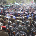 Guwahati: Student activists of All Assam Students Union ( AASU) led by its advisor Samujjal Kumar Bhattacharya, participate in AASU’s three-day ‘Satyagraha’ protest against the Citizenship Amendment Act (CAA) 2019, in Guwahati on Dec 16, 2019. The protest