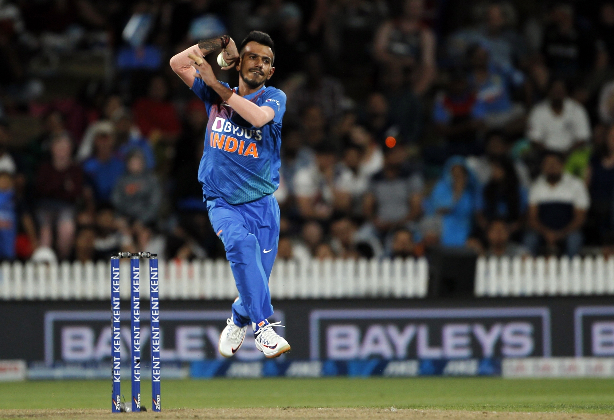 Hamilton: India's Yuzvendra Chahal in action during the third T20I of the five-match rubber between India and New Zealand at Seddon Park in Hamilton, New Zealand on Jan 29, 2020. (Photo: IANS)