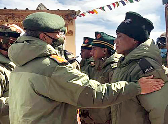 Army Chief General MM Naravane meets Army Chief commended troops in Ladakh