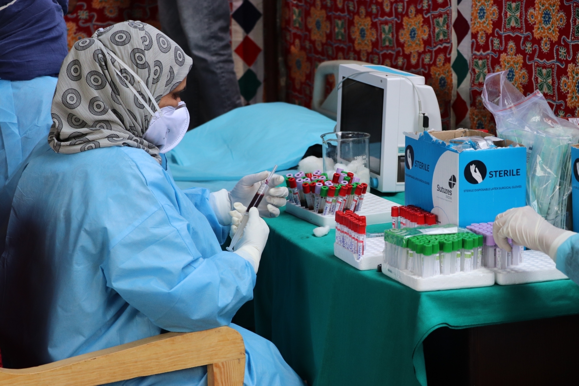 Srinagar: Police personnels and others, recovered from COVID-19 voluntarily donated their plasma at Plasma Screening Camp organised at Kashmir Nursing Home by J&K Police and Dept of Health and Medical Education, in Srinagar on July 22, 2020. (Photo: IANS)