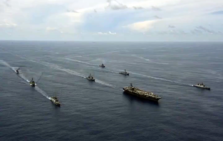 Indian Navy holds passage exercise with US Navy's Nimitz Aircraft Carrier