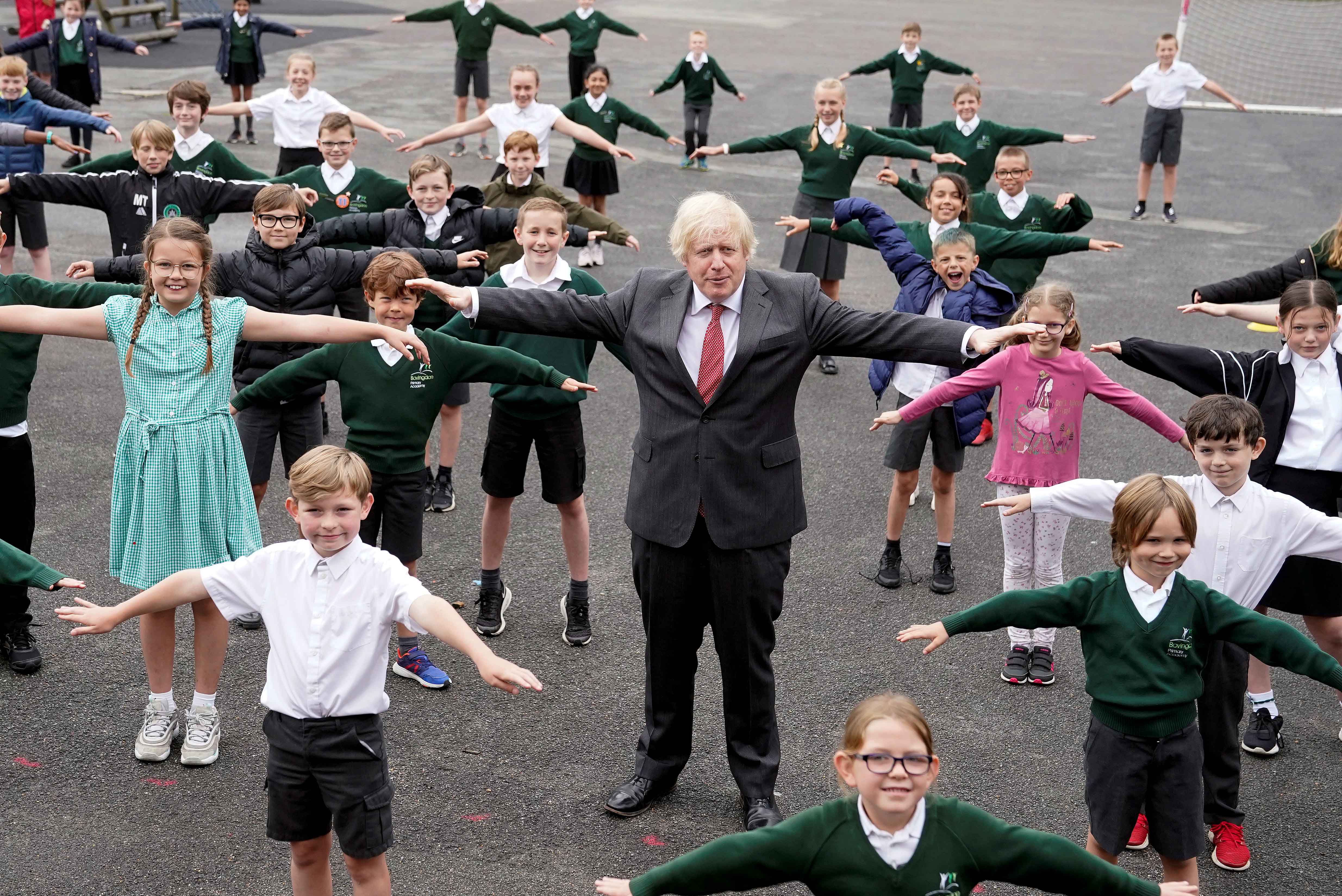Britain's PM Johnson visits Bovingdon Primary Academy
