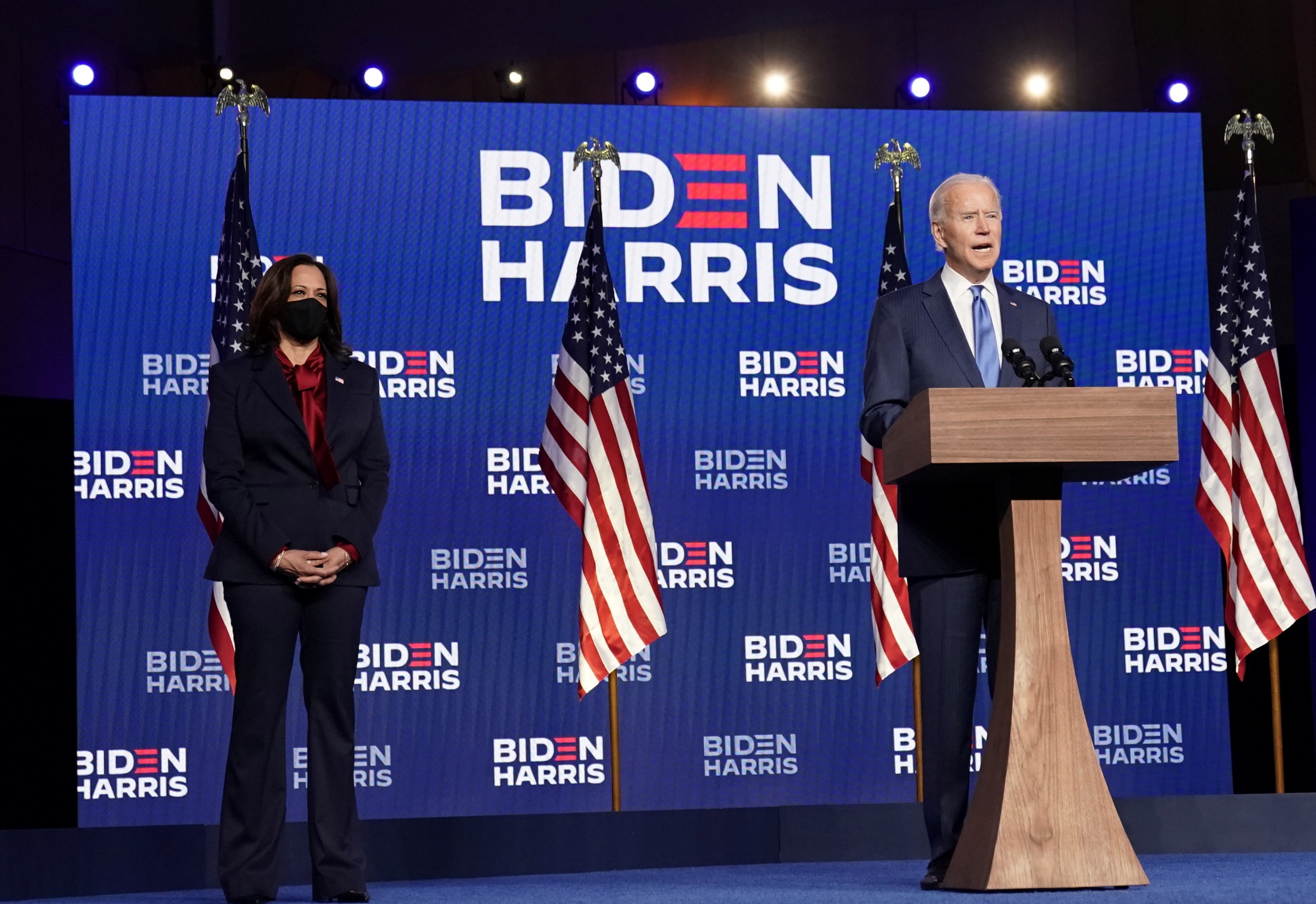 Democratic Presidential Candidate Joe Biden makes address about election results in Wilmington, Delaware