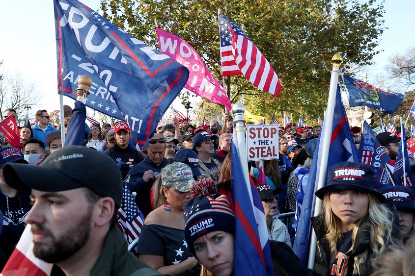 People participate in rallies in support of U.S. President Trump in Washington, U.S.