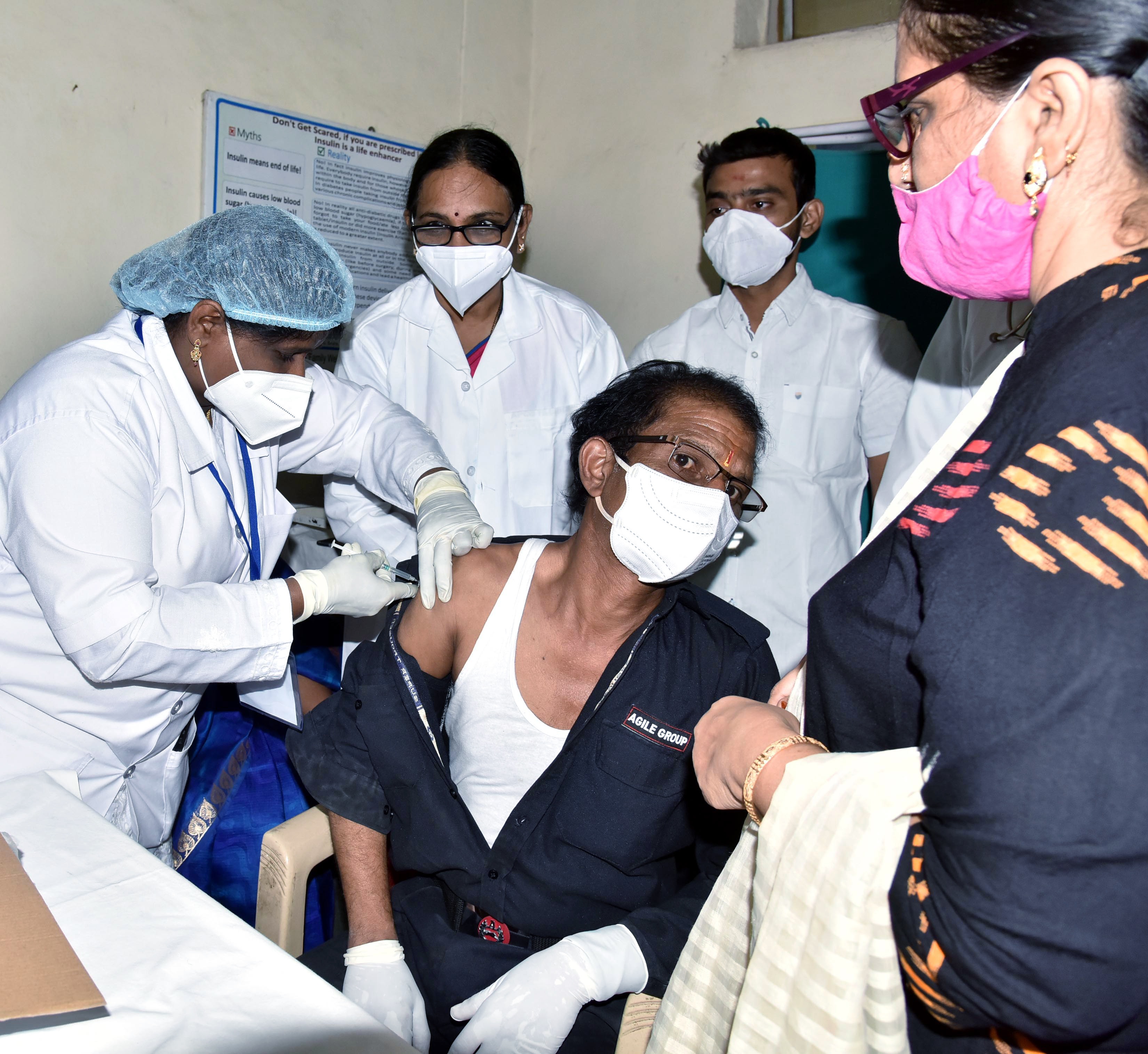 COVID -19 vaccinations drive at Government King Koti Hospital