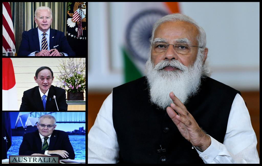 Prime Minister Narendra Modi takes part in the First Quad Leaders Virtual Summit