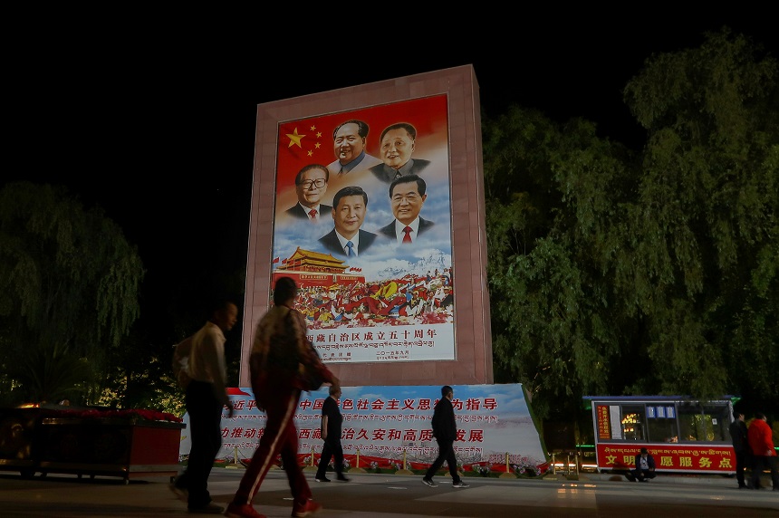 Potala Palace Square during a government-organised media tour to Lhasa