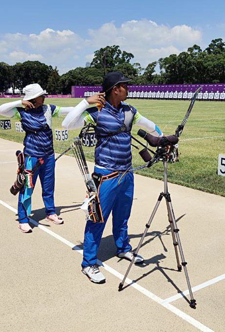 Indian Archery mixed team Atanu Das and Deepika Kumari practice at the training arena