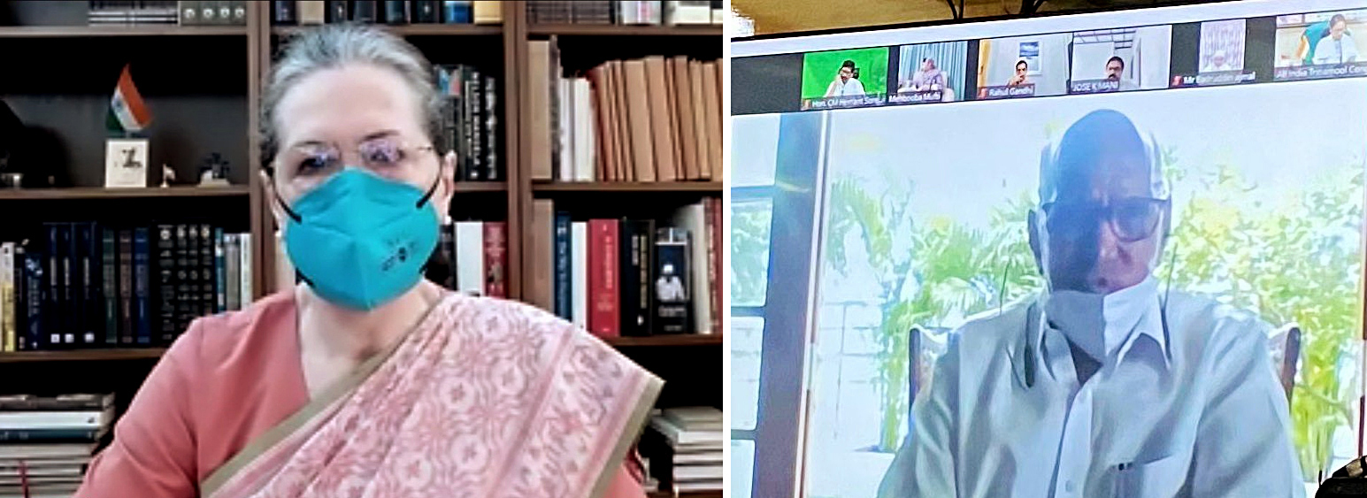 Congress Interim President Sonia Gandhi holds a virtual meeting with NCP chief Sharad Pawar