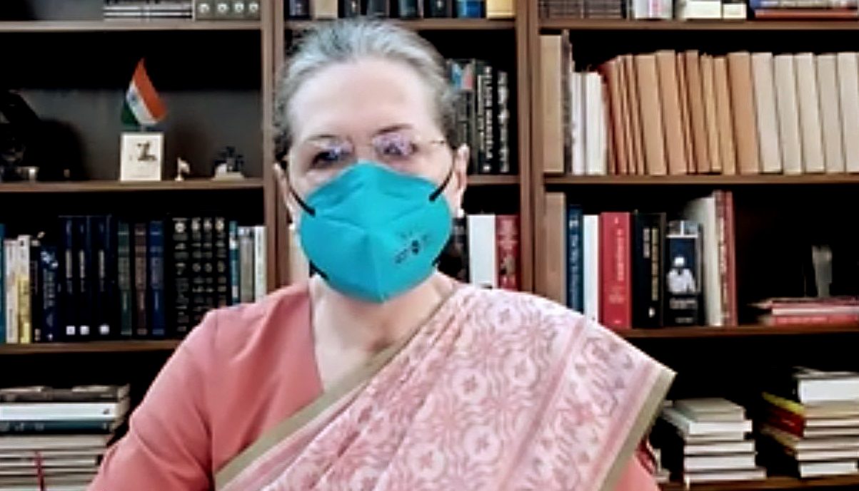 Congress Interim President Sonia Gandhi holds a virtual meeting with Opposition leaders