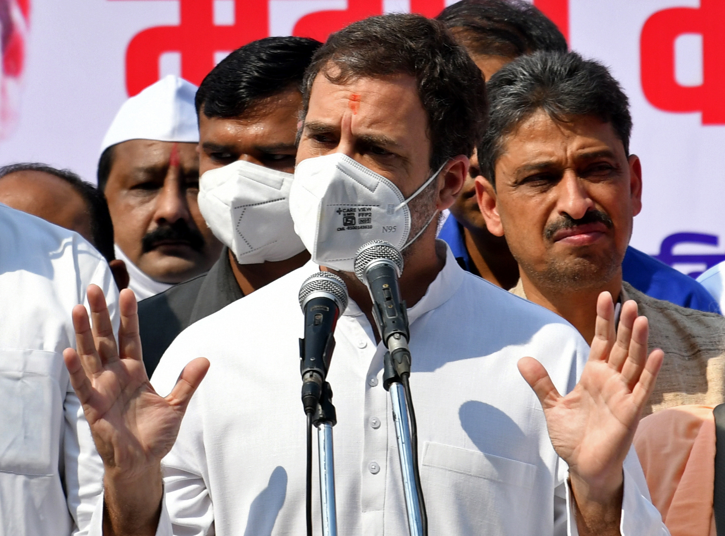 Congress leader Rahul Gandhi speaks during the flags off 'Shobha yatra' on the occasion of the Maharishi Valmiki Jayanti,