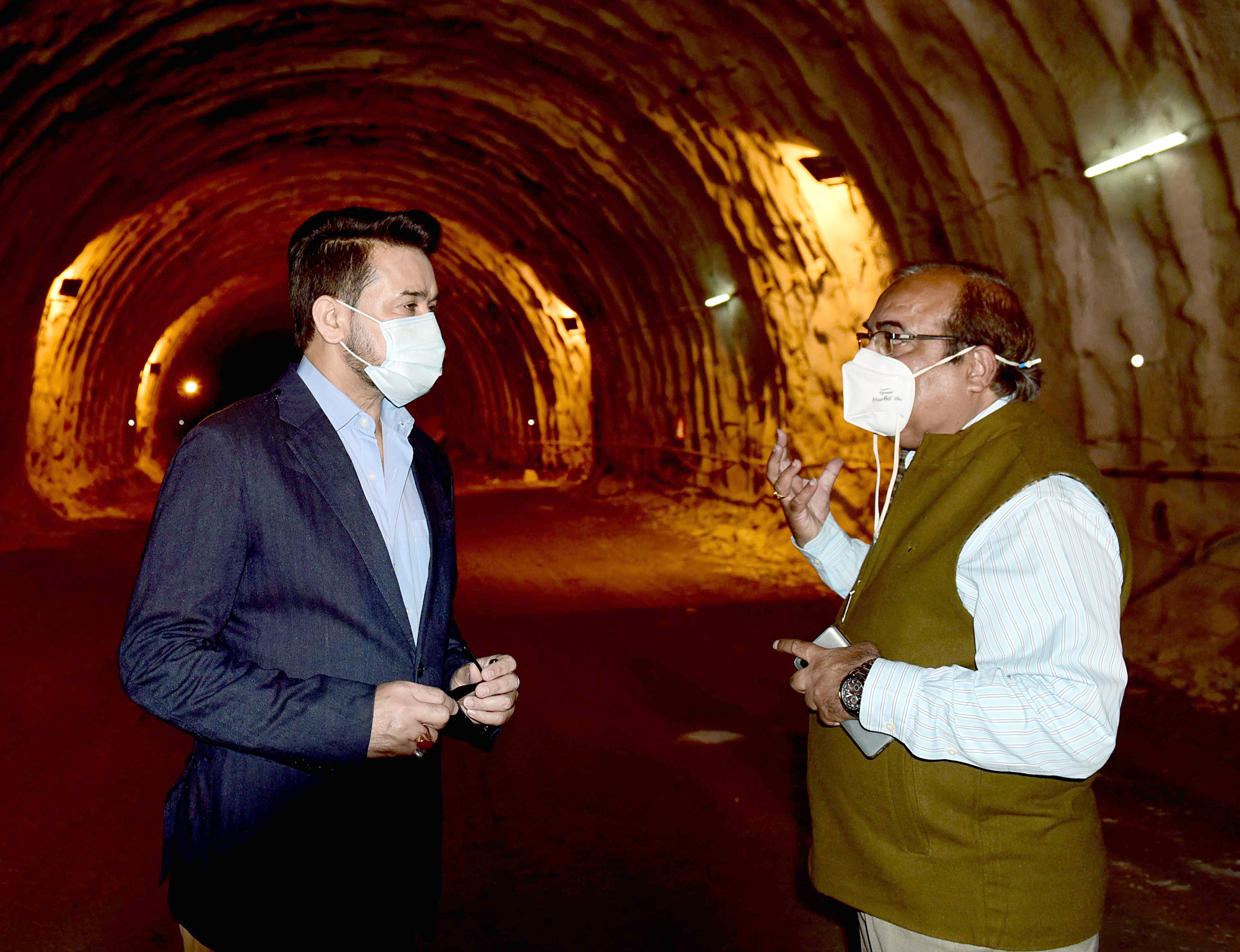 Union Minister Anurag Singh Thakur inspects the Zojila Tunnel