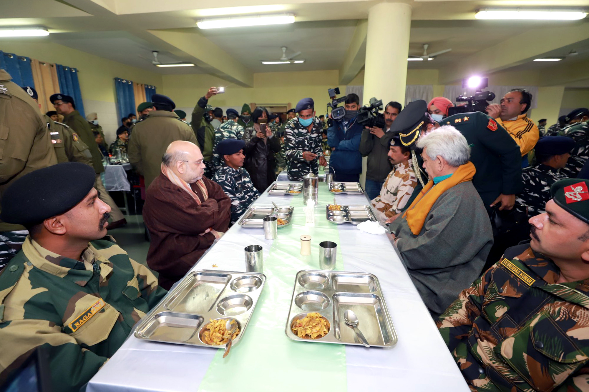 Union Home Minister Amit Shah having a meal with CRPF personnel