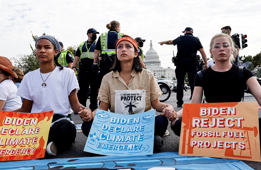 Environmental activists hold climate change protest in Washington