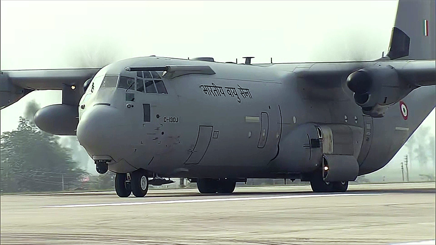PM Narendra Modi lands in a C-130 J Super Hercules aircraft to inaugurate 341-km long Purvanchal Expressway
