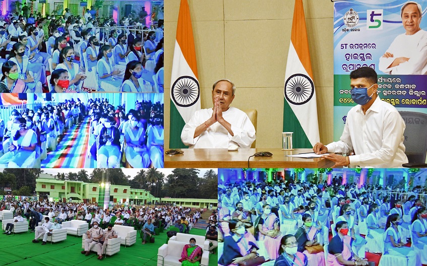 Odisha CM Naveen Patnaik during the inauguration of 142 transformed high schools through video conferencing
