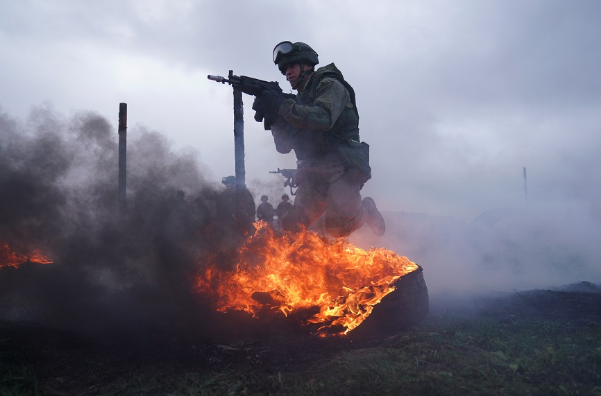 Russian marines train in the Kaliningrad region