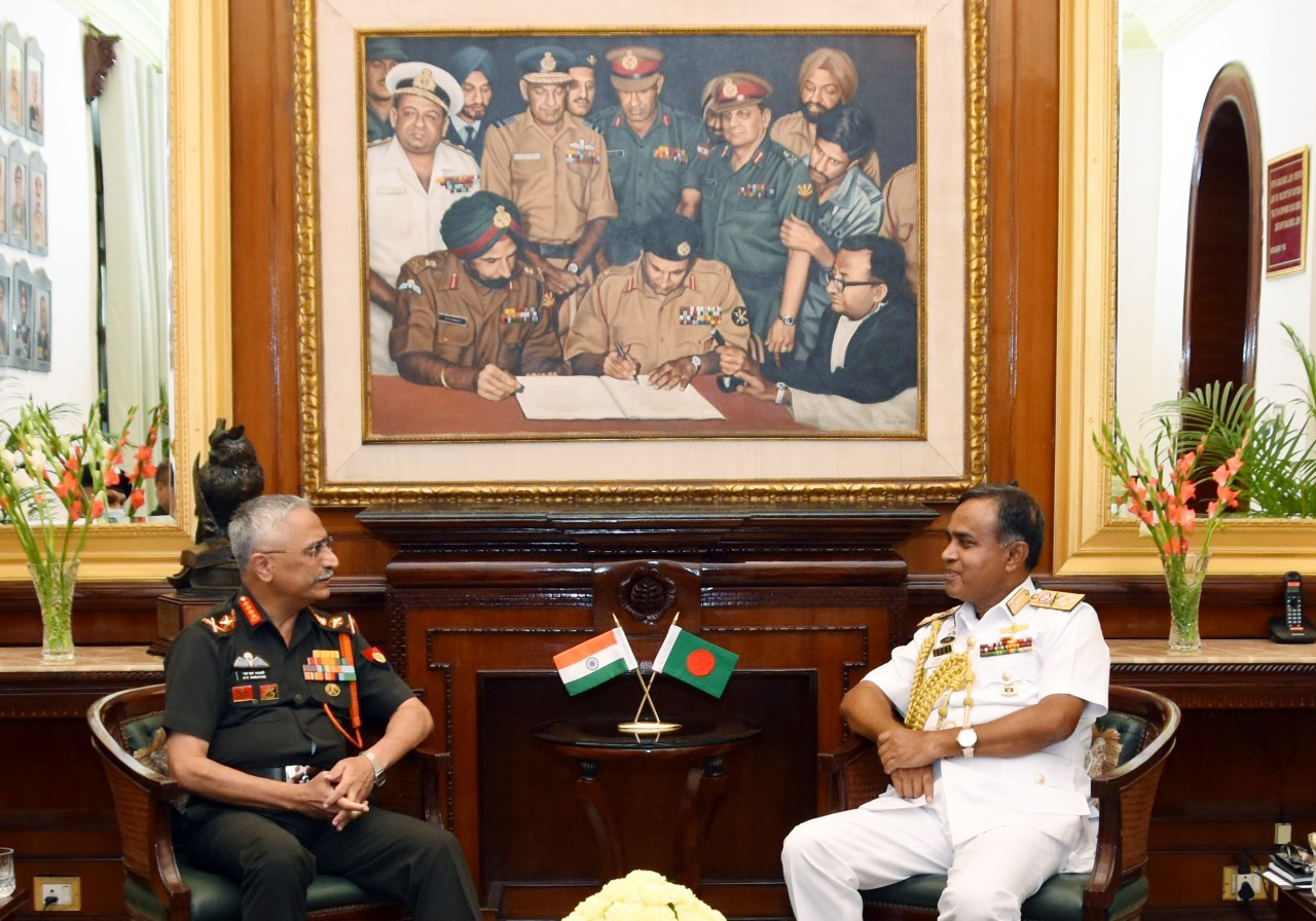Bangladesh Navy, Chief of Naval Staff, Admiral M Shaheen Iqbal calls on Indian Army Chief General MM Naravane