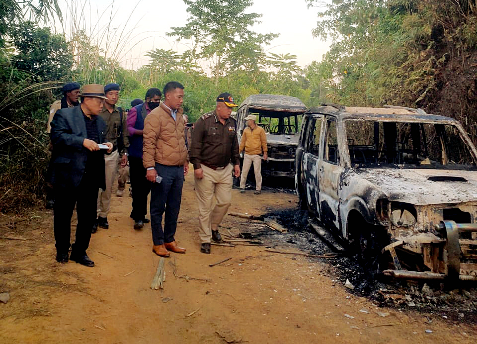 Nagaland Minister P. Paiwang Konyak, Nagaland Commissioner, DG, DC and officials visited the site where 13 civilians were killed
