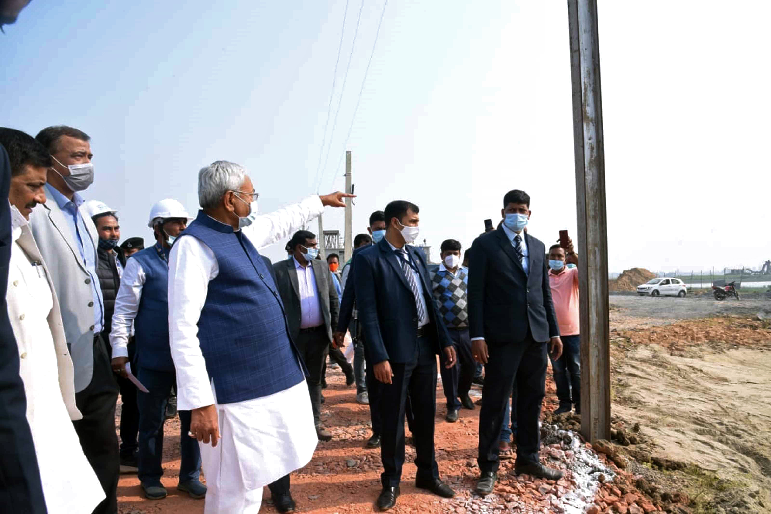 Bihar CM Nitish Kumar inspects the under construction Bakhtiyarpur College of Engineering