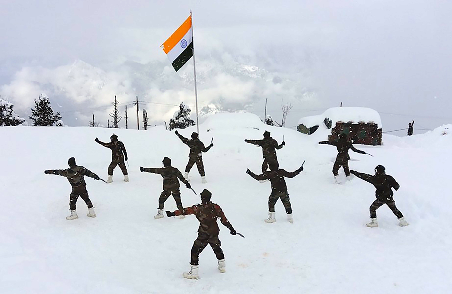 Army soldiers perform 'Khukuri Dance' at Tangdhar sector