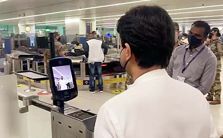 Union Minister Jyotiraditya Scindia inspects the Delhi airport during his visit