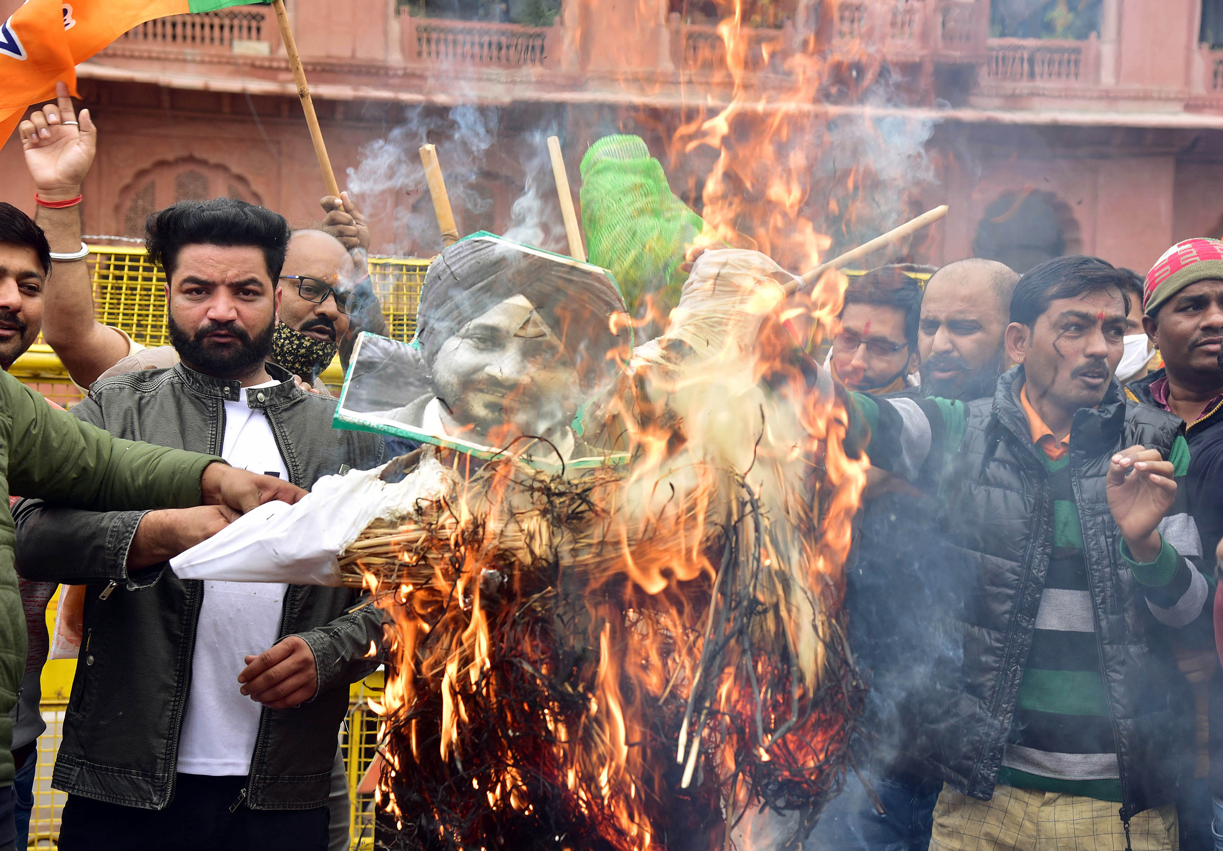 BJP supporters protest against Charanjit Singh Channi over the security lapse