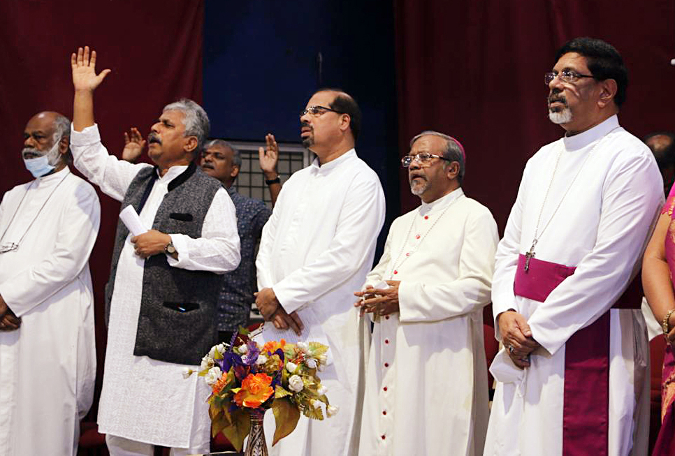 The Archbishop of Bengaluru Rev Dr. Peter Machado at a meeting against the proposed anti-conversion law