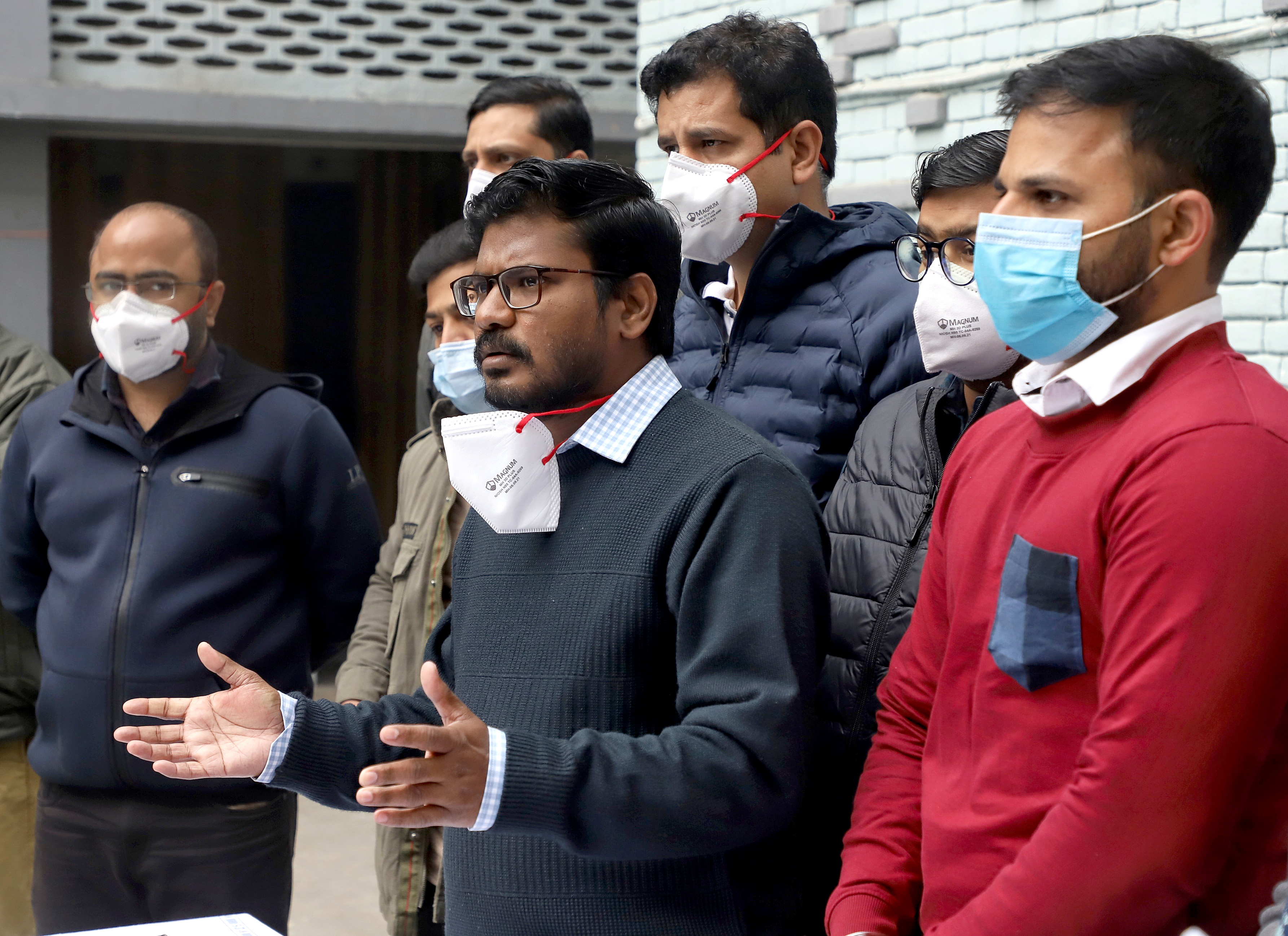 FORDA President Dr Manish speaks to the media