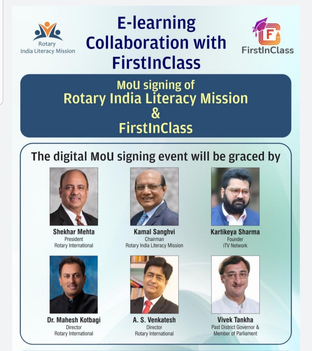 4-- MoU signing of Rotary Literacy Mission and First InClass