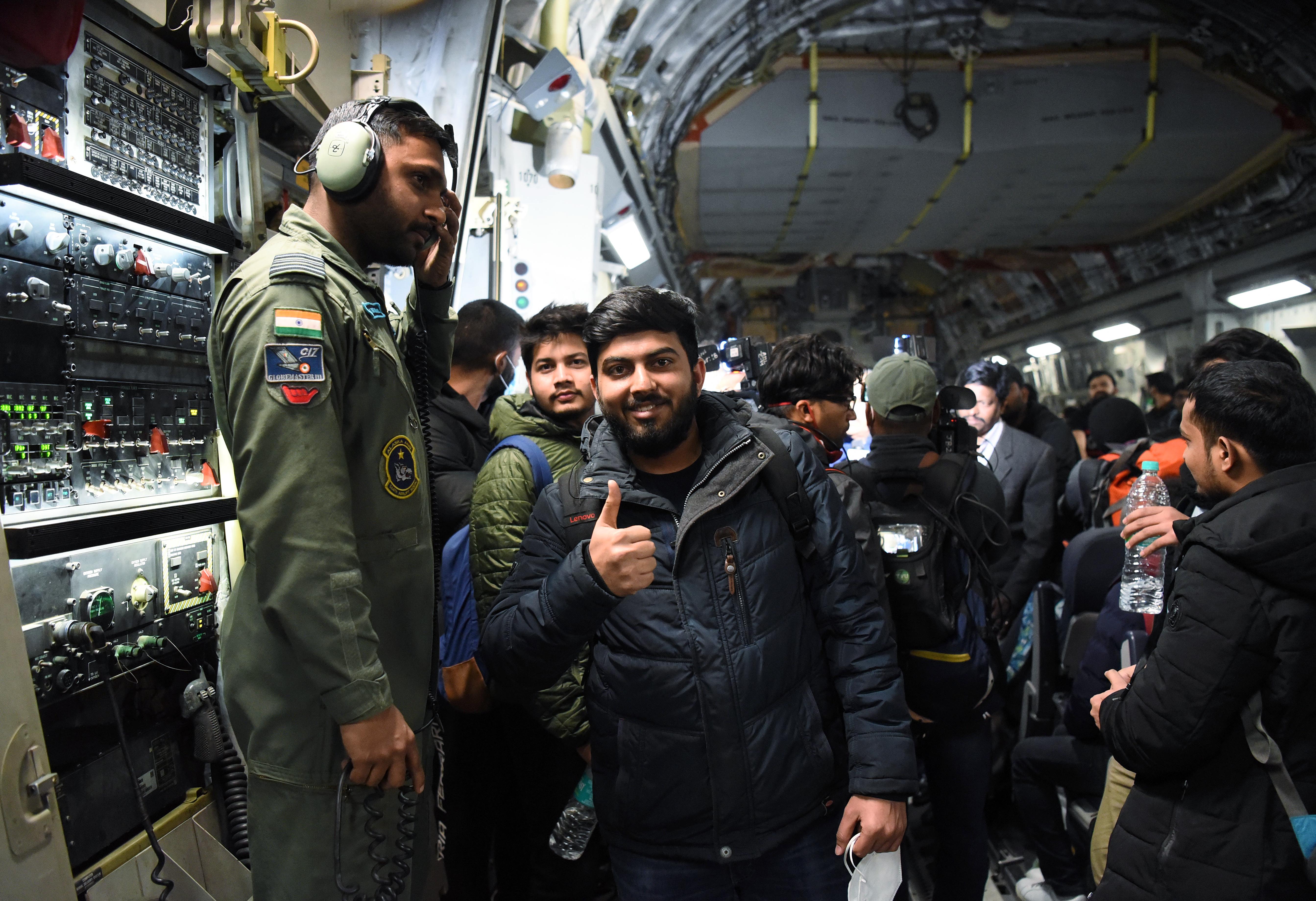 IAF C-17 aircraft carrying 200 Indian nationals from Bucharest arrives at Hindon Air Force Station