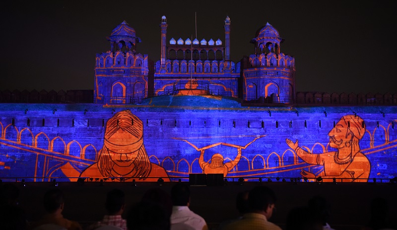Laser projection during Bharat Bhagya Vidhata programme