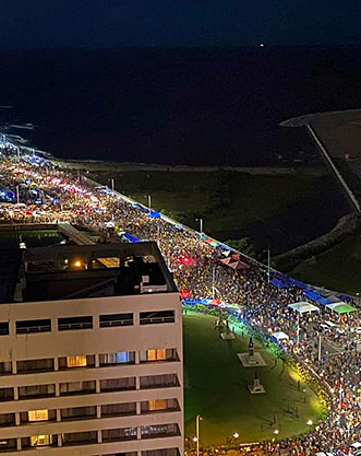 A massive protest erupted at the Galle Face Green area