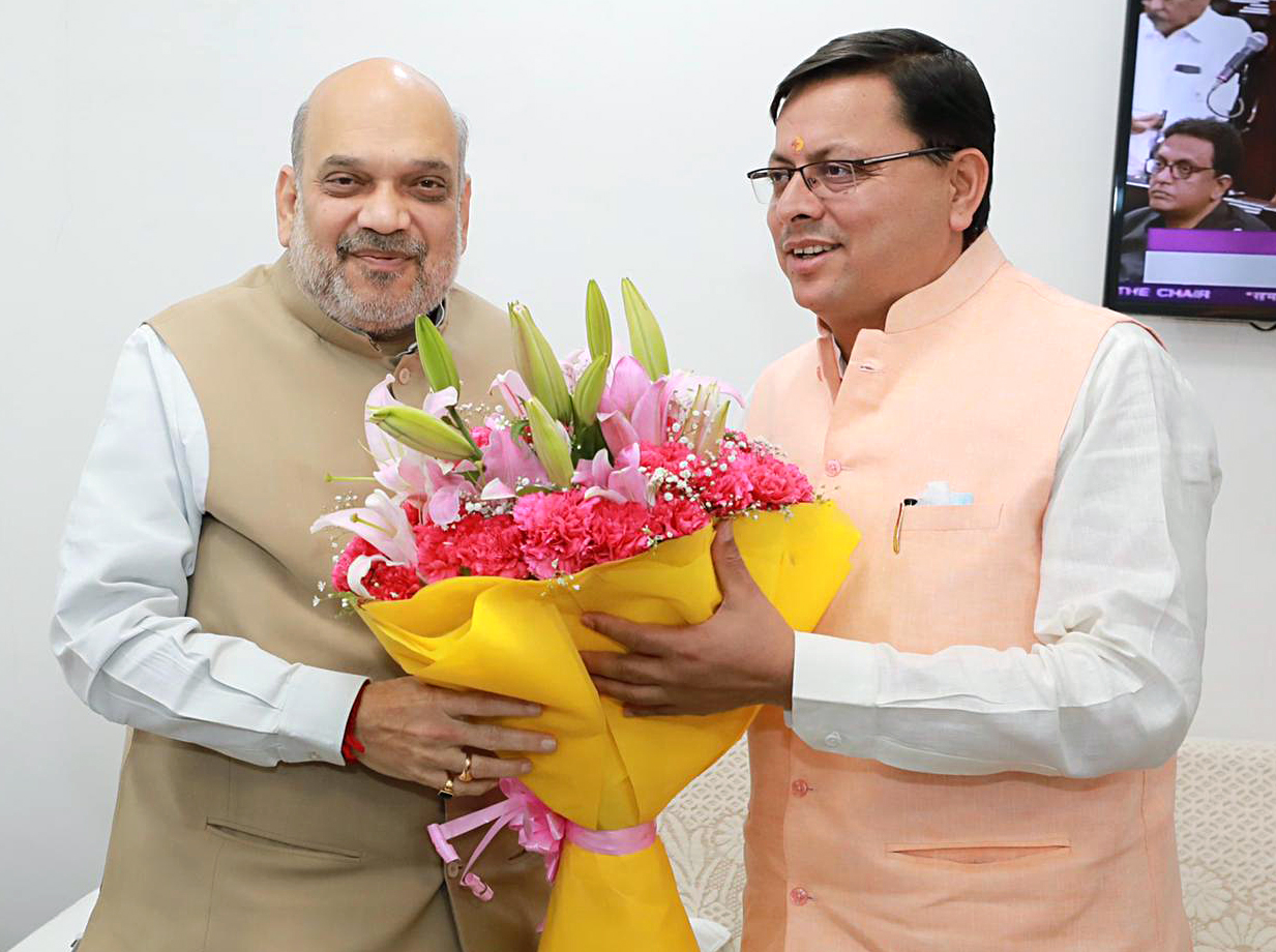 Pushkar Singh Dhami meets Amit Shah