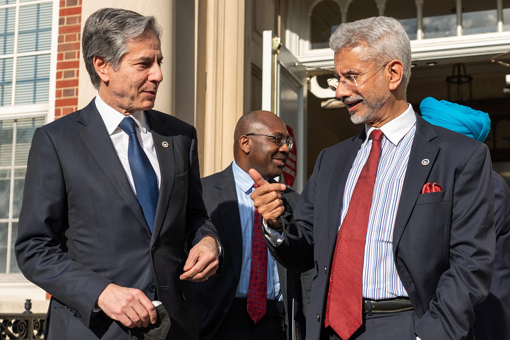 S Jaishankar and Antony Blinken during the conversation with Howard University students