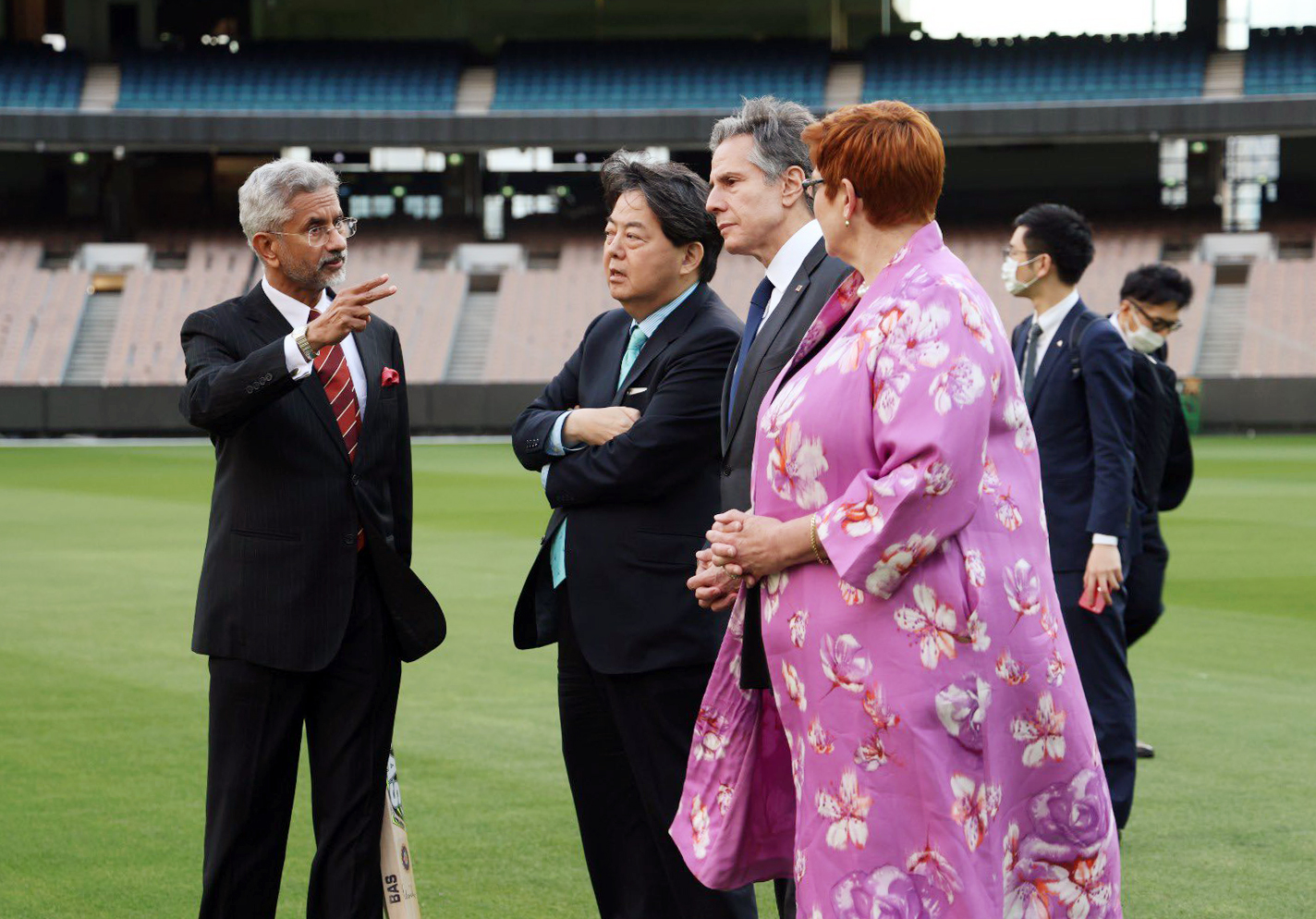 S Jaishankar, Yoshimasa Hayashi, Antony Blinken and Marise Payne visit MCG